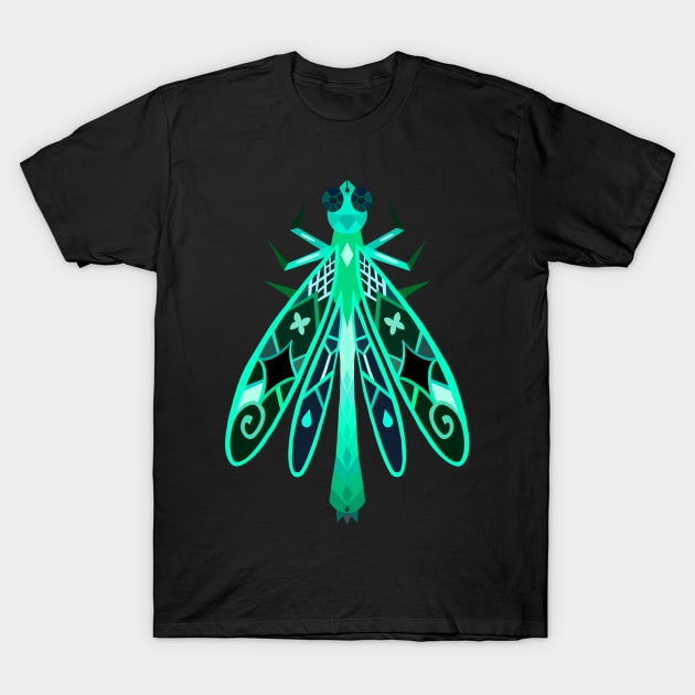 Geometric Ebony Jewelwing Damselfly Bug T-Shirt by narwhalwall